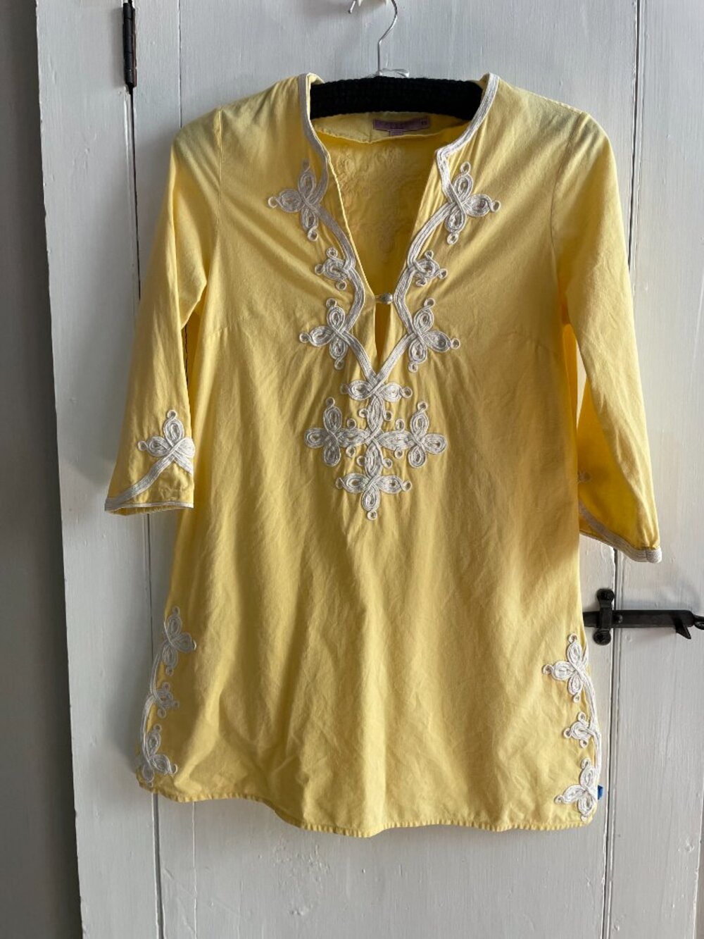 Calypso St. Barth "Asha"  Embroidered Tunic Top Beach Cover Up 100% Cotton XS